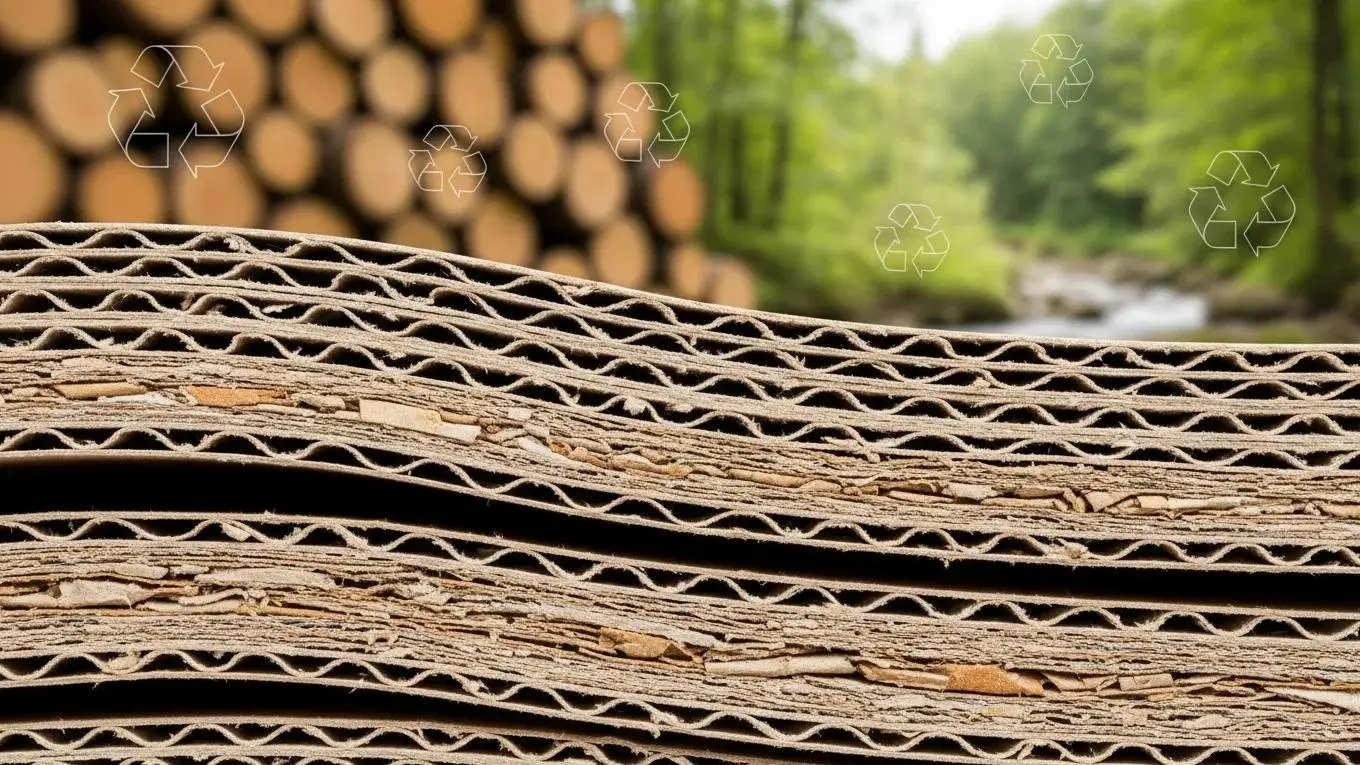 Sustainable triple wall cardboard packaging made from recycled materials