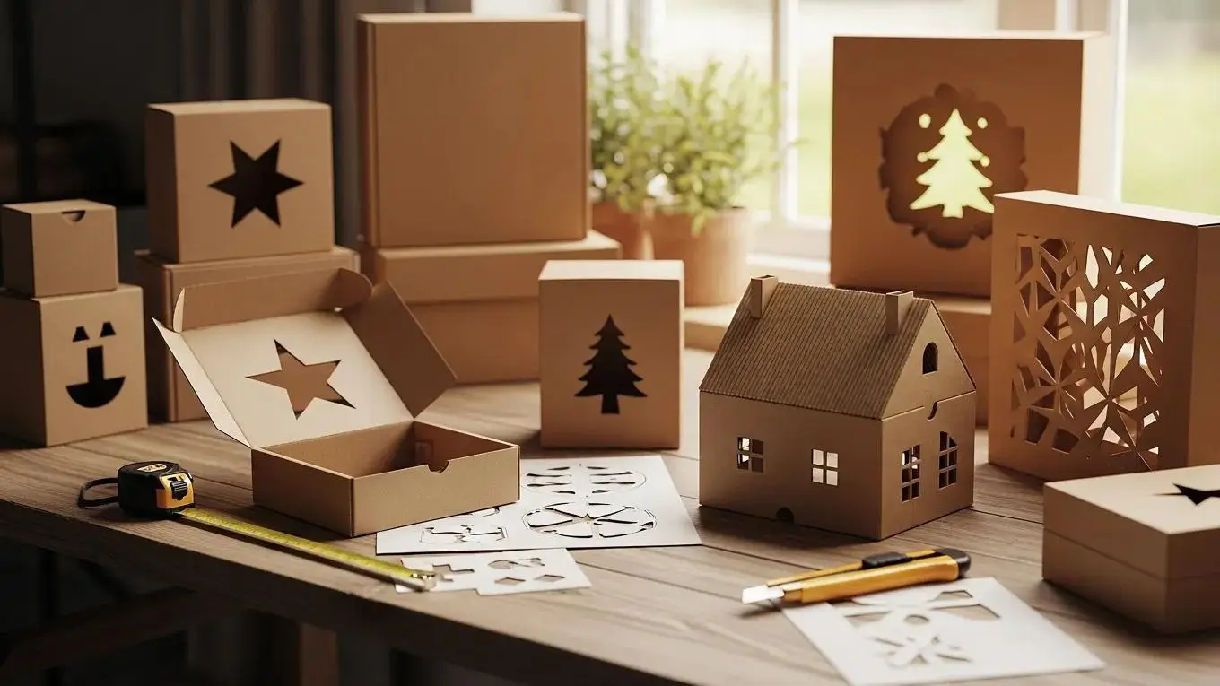 Custom-sized corrugated boxes showcasing unique die-cut shapes and versatility